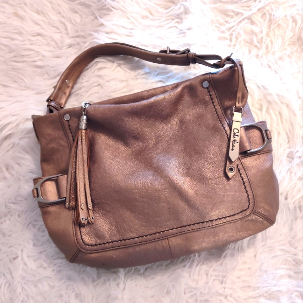Cole Haan Brown Leather Shoulder Bag with Slouchy Design